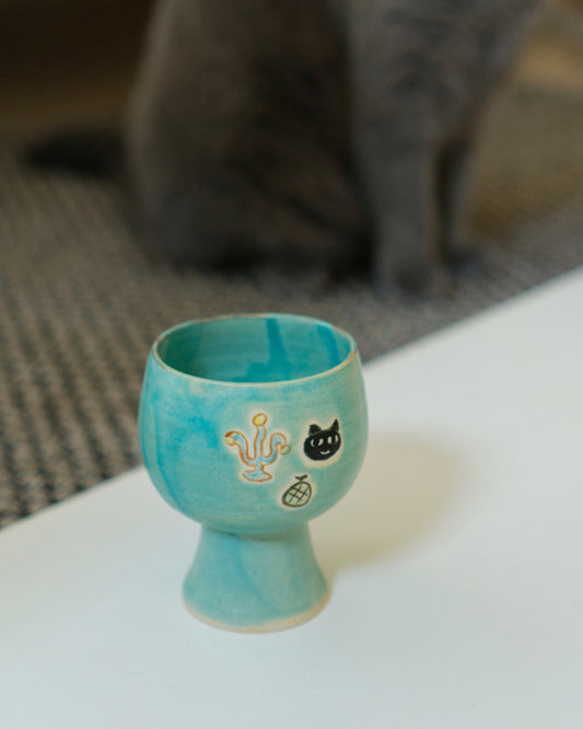 SMILING KITTY AND PLANTS GOBLET